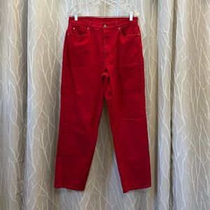 Crazy Horse Bright Red ladies jeans size 14 27.5” inseam